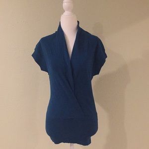 Banana Republic - Teal faux wrap wool sweater